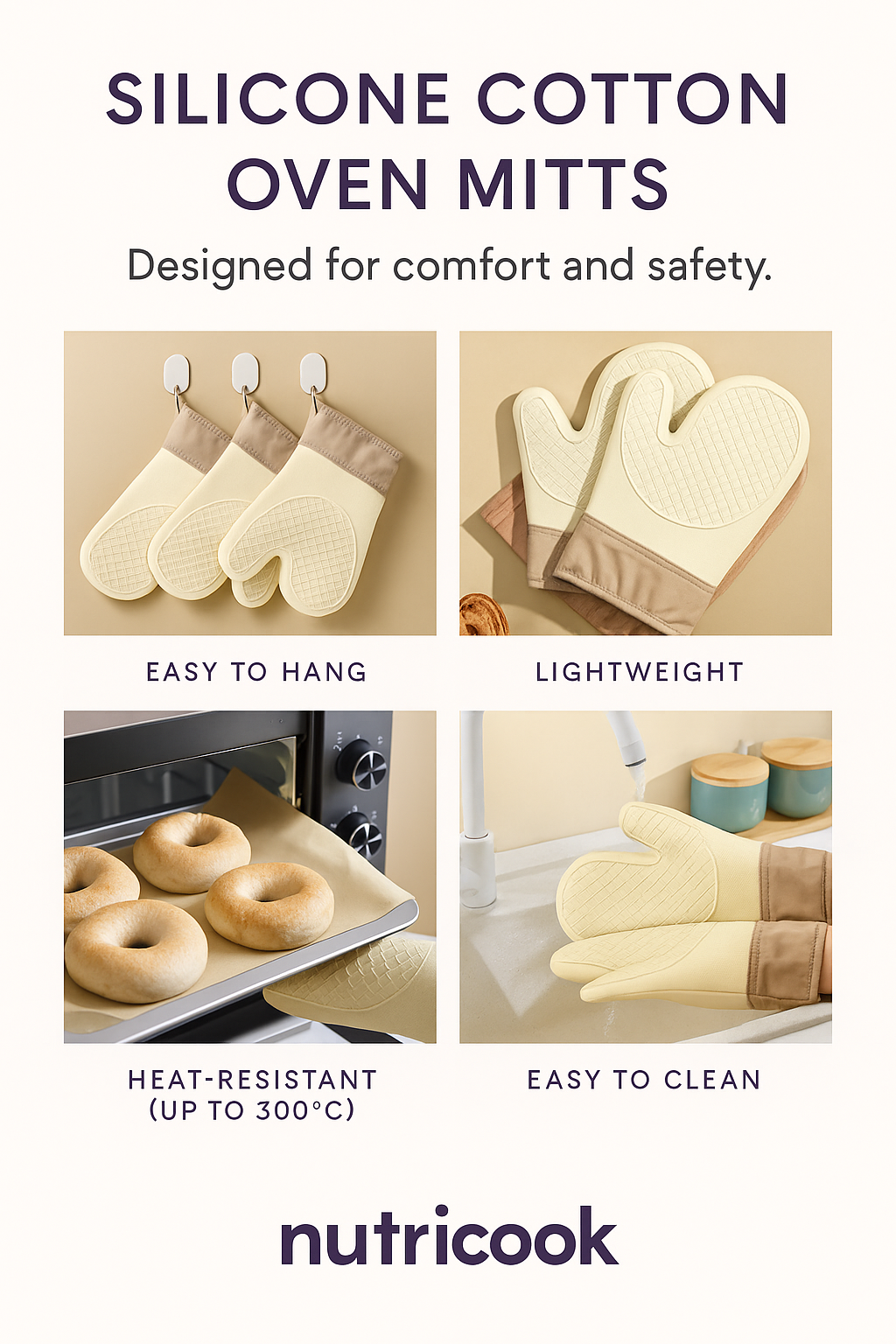 Oven Mitt Glove/s - Silicone Cotton