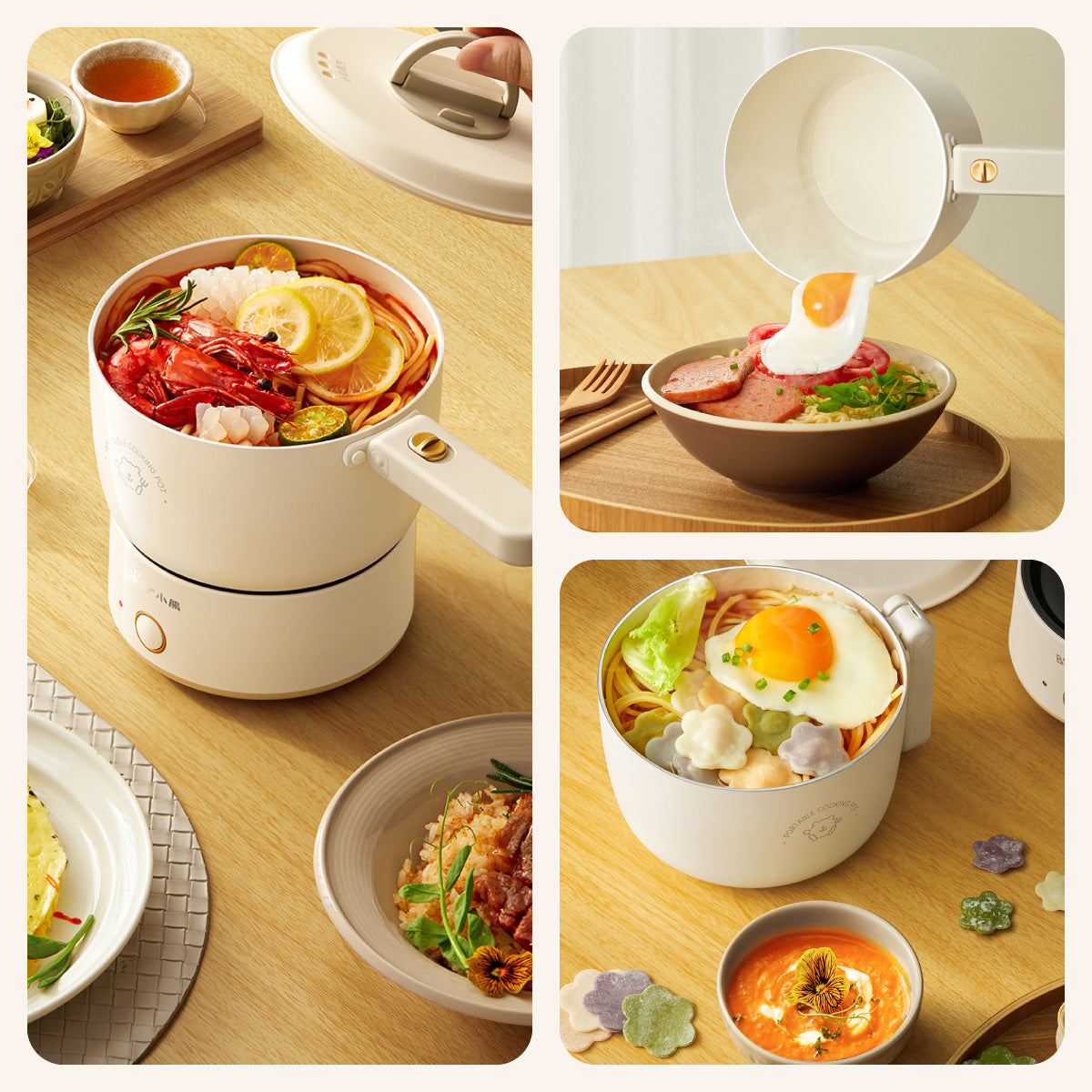 Bear 1.2 Travel Cooker, Travel Pot, Travel jug, Multi Cooker, Mini Steamboat with Ceramic coated inner pot (DRG-V12Z1)