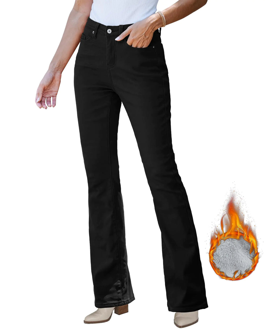 GRAPENT Black Flare Bootcut Jeans for Women