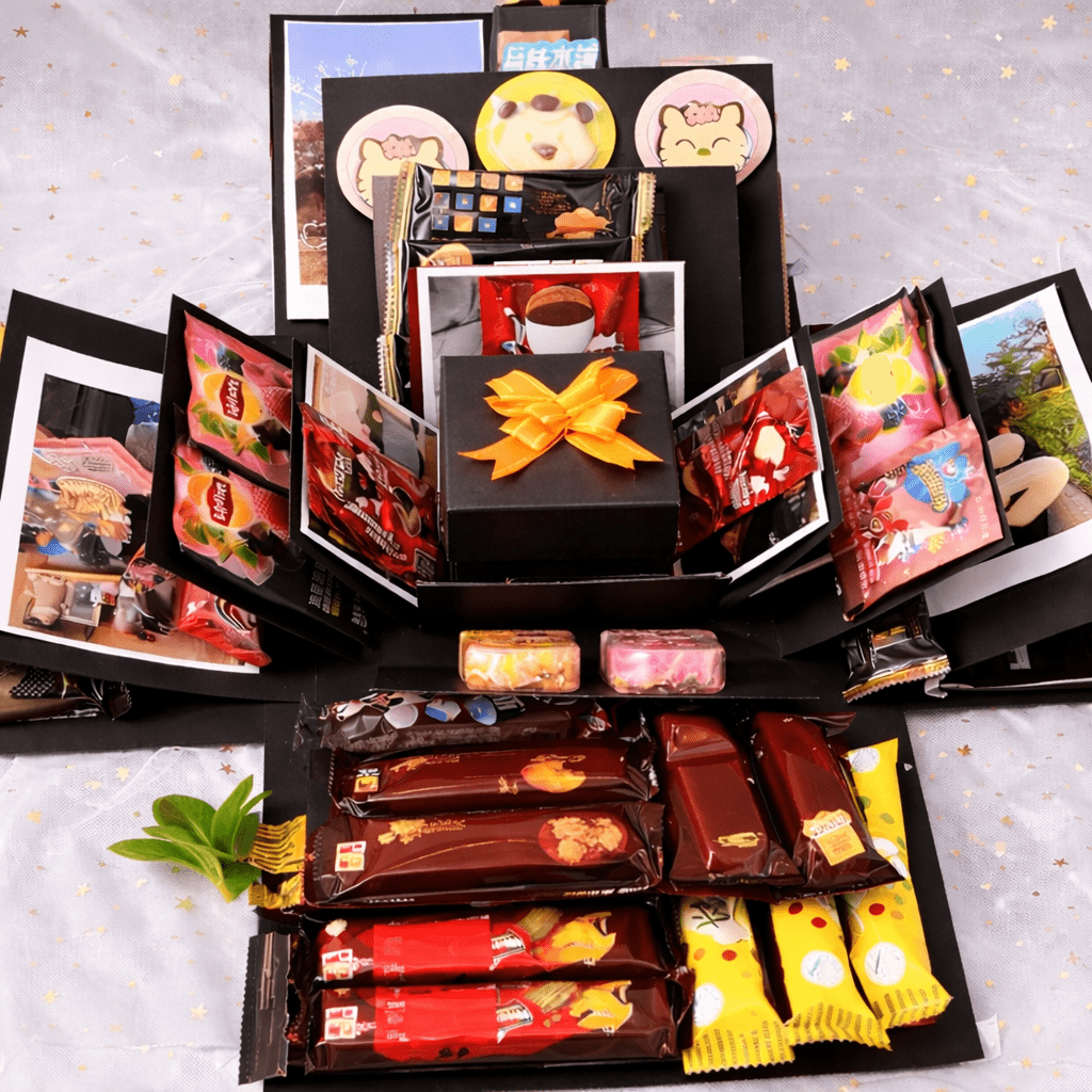 Personalized Photo Explosion Gift Box with Four Panel Design and Decoration  Stickers