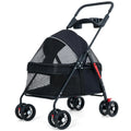 Pet Stroller 4 Wheels Dog Cat Stroller,Pet Folding Stroller,Foldable Dog Cat Cage Jogger Stroller with Storage Basket and Cup Holder,Breathable and Visible Mesh for Medium Small Dogs Cats