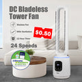 [CLIMATE VOUCHER $400] iFan DC Bladeless Tower Fan – Remote Control, Oscillation, Timer, LED Lamp, Touch-screen, 3 Modes, 24-Speed, IF7463