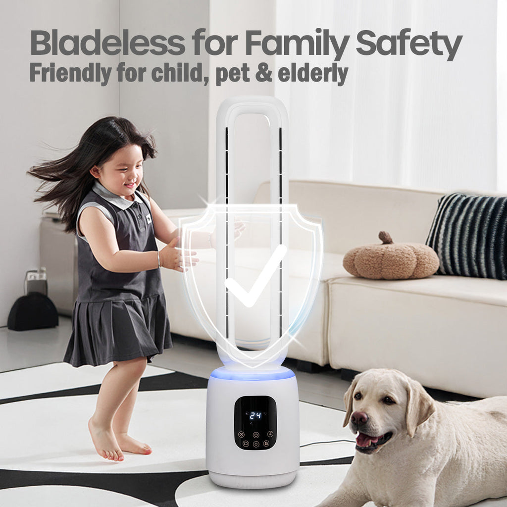 [CLIMATE VOUCHER $400] iFan DC Bladeless Tower Fan – Remote Control, Oscillation, Timer, LED Lamp, Touch-screen, 3 Modes, 24-Speed, IF7463