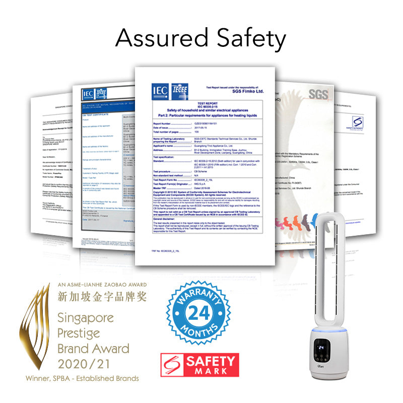 [CLIMATE VOUCHER $400] iFan DC Bladeless Tower Fan – Remote Control, Oscillation, Timer, LED Lamp, Touch-screen, 3 Modes, 24-Speed, IF7463