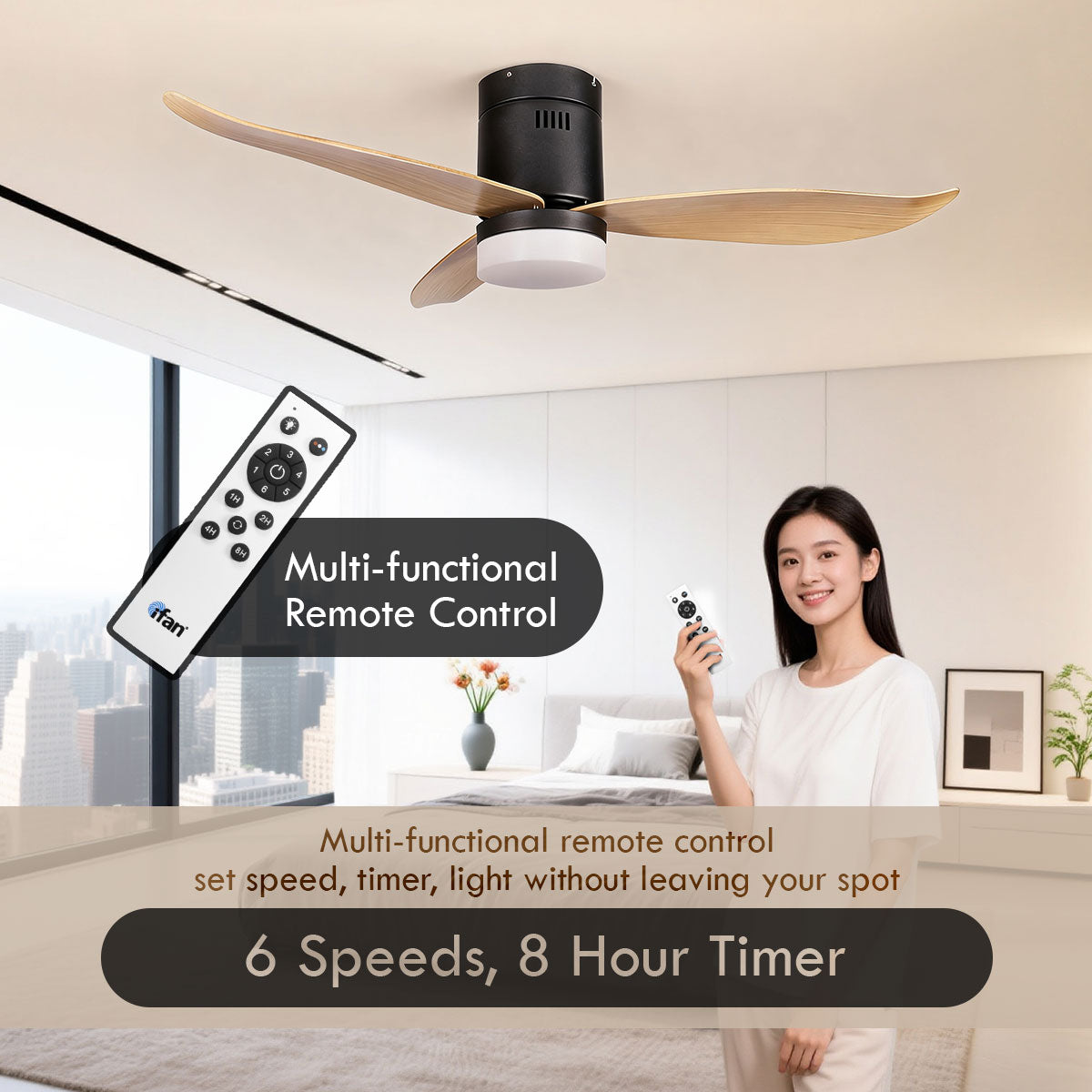 [CLIMATE VOUCHER $400] iFan 46in DC Motor Ceiling Fan | Integrated 3-Colour LED Lights | 6 Speed Selection (IF8346LGGY)