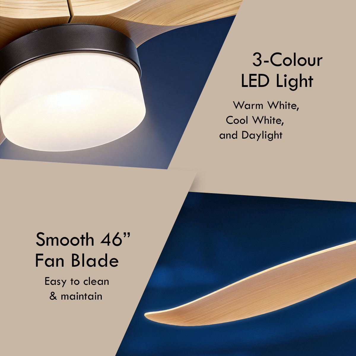 [CLIMATE VOUCHER $400] iFan 46in DC Motor Ceiling Fan | Integrated 3-Colour LED Lights | 6 Speed Selection (IF8346LGGY)