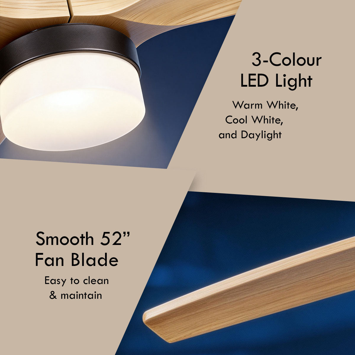 [CLIMATE VOUCHER $400] iFan 52in DC Motor Ceiling Fan | Integrated 3-Colour LED Lights | 6 Speed Selection (IF8352LGWH)