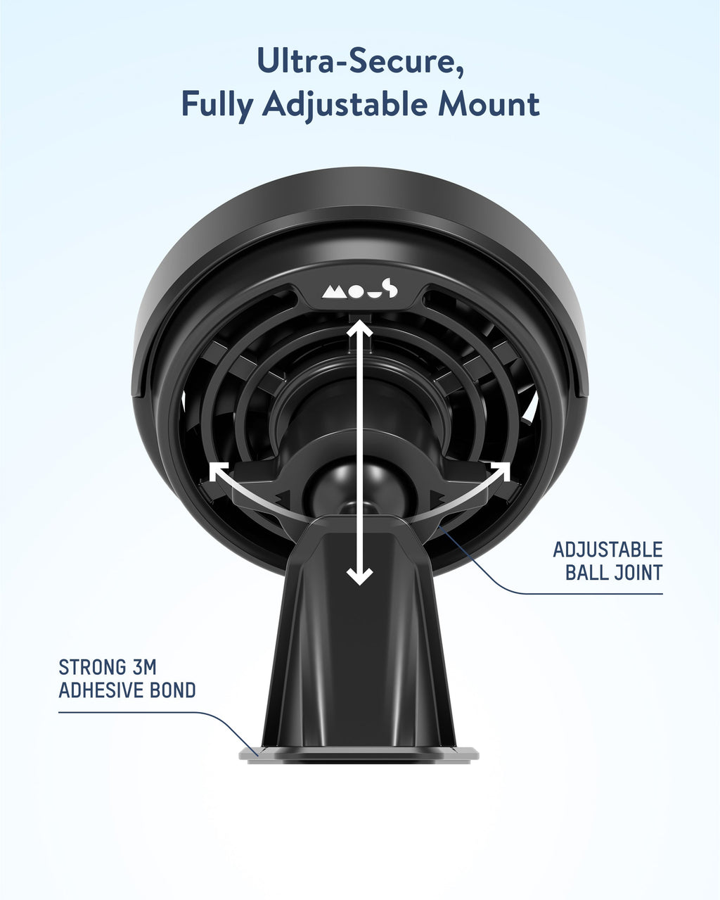Adhesive Wireless Charging Car Mount - With Qi2