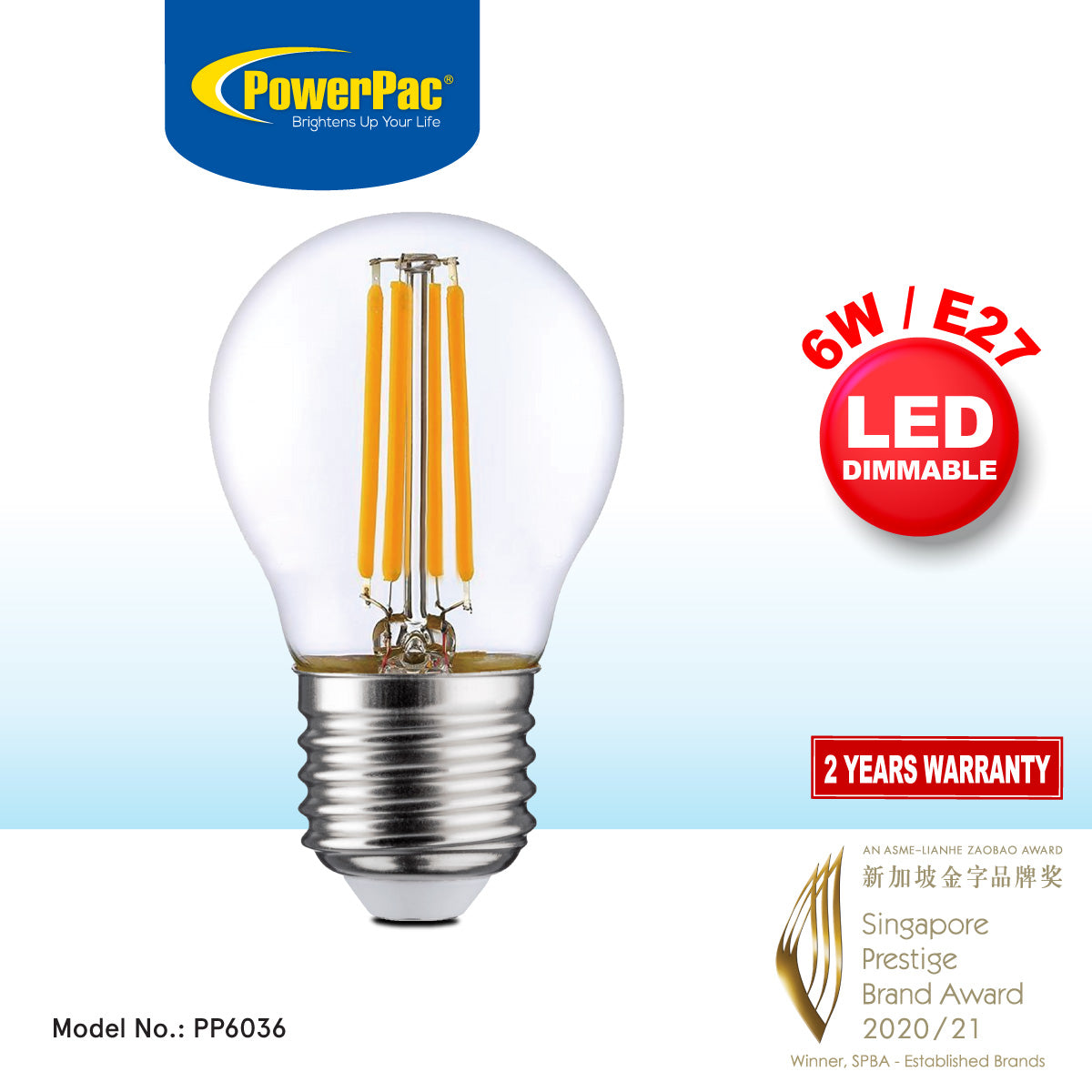 LED Bulb, Ping Pong Bulb, LED Light 6W E27 Warm White (PP6036)