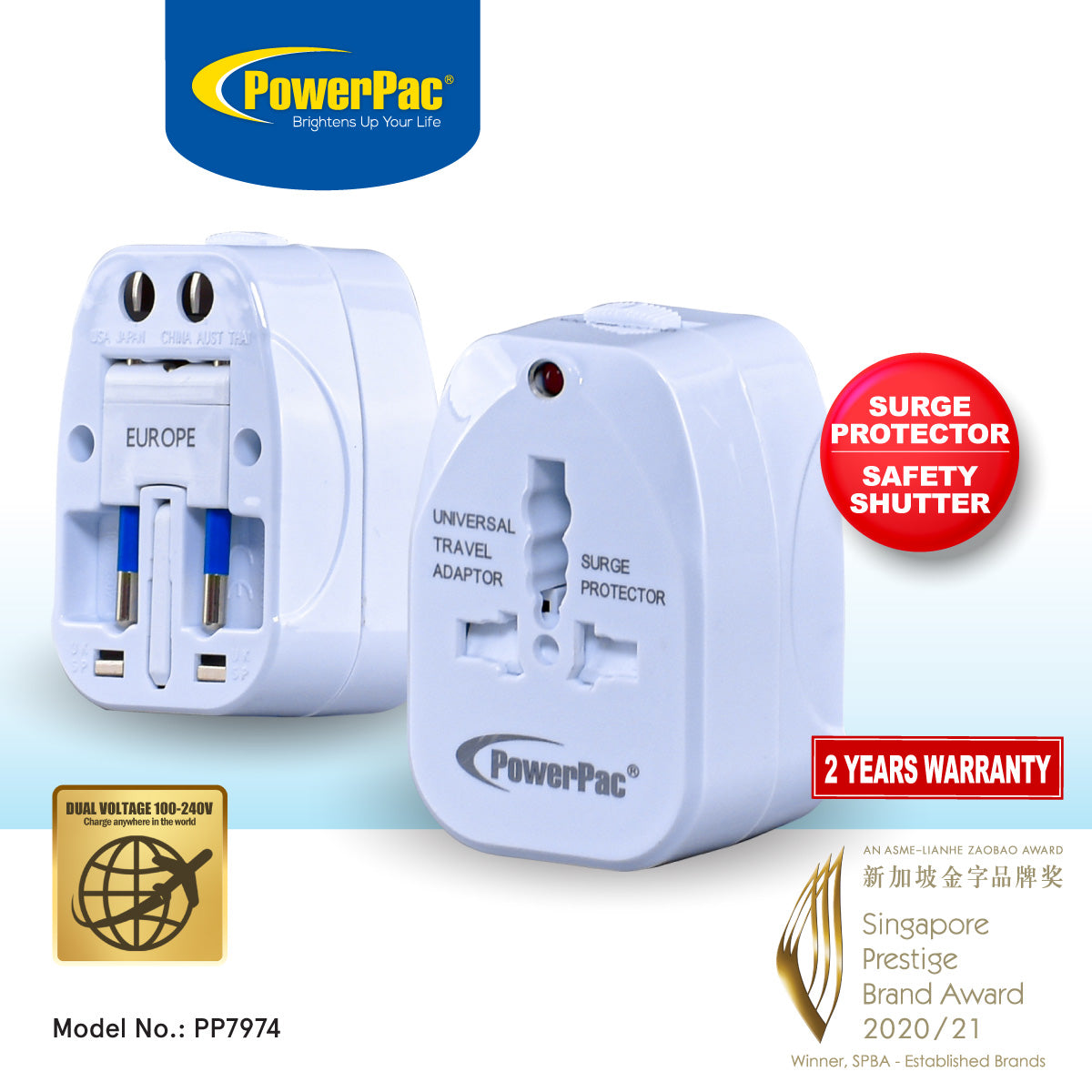 Universal Travel Adapter – Multi Sockets & Plugs, Neon LED, PP7974