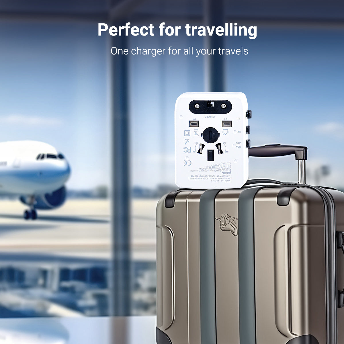 Universal Travel Adapter + USB Smart & Fast Charger – Multi Sockets & Plugs, Neon LED, PP7980