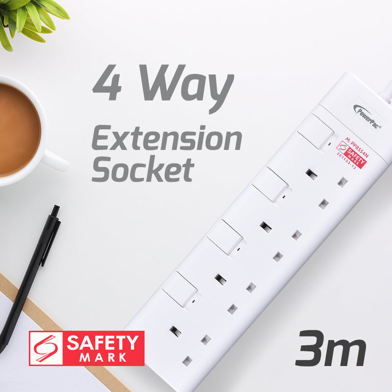 Extension Cord, Extension Socket, Power Extension 3 Meter 4 way (PP8554N)
