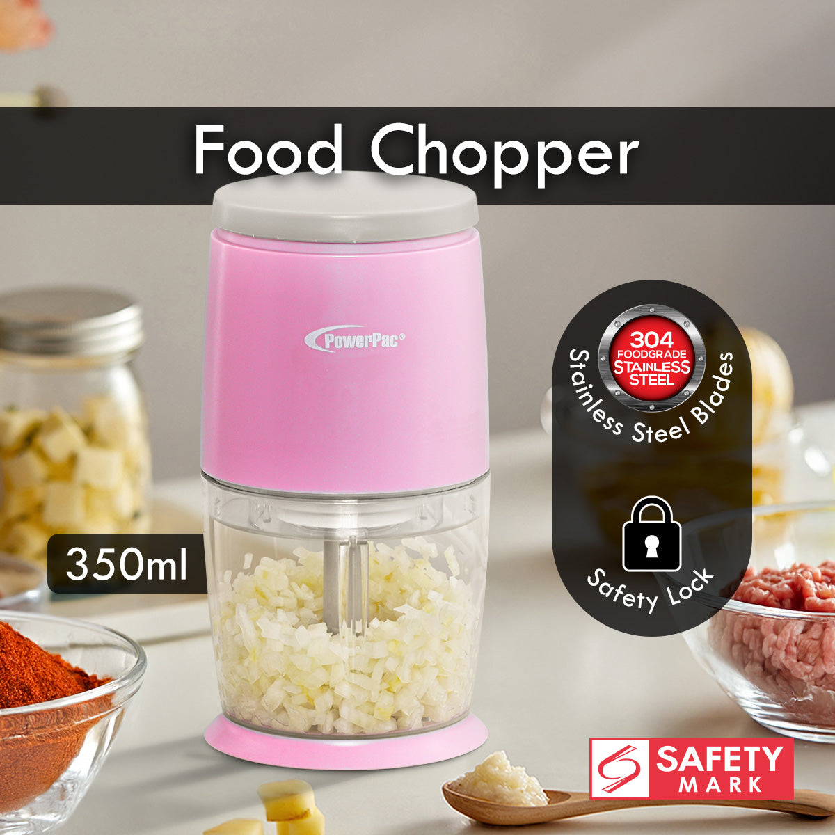 Electric Food Chopper, Food Preparation with Safety Lock Switch (PPCP613)