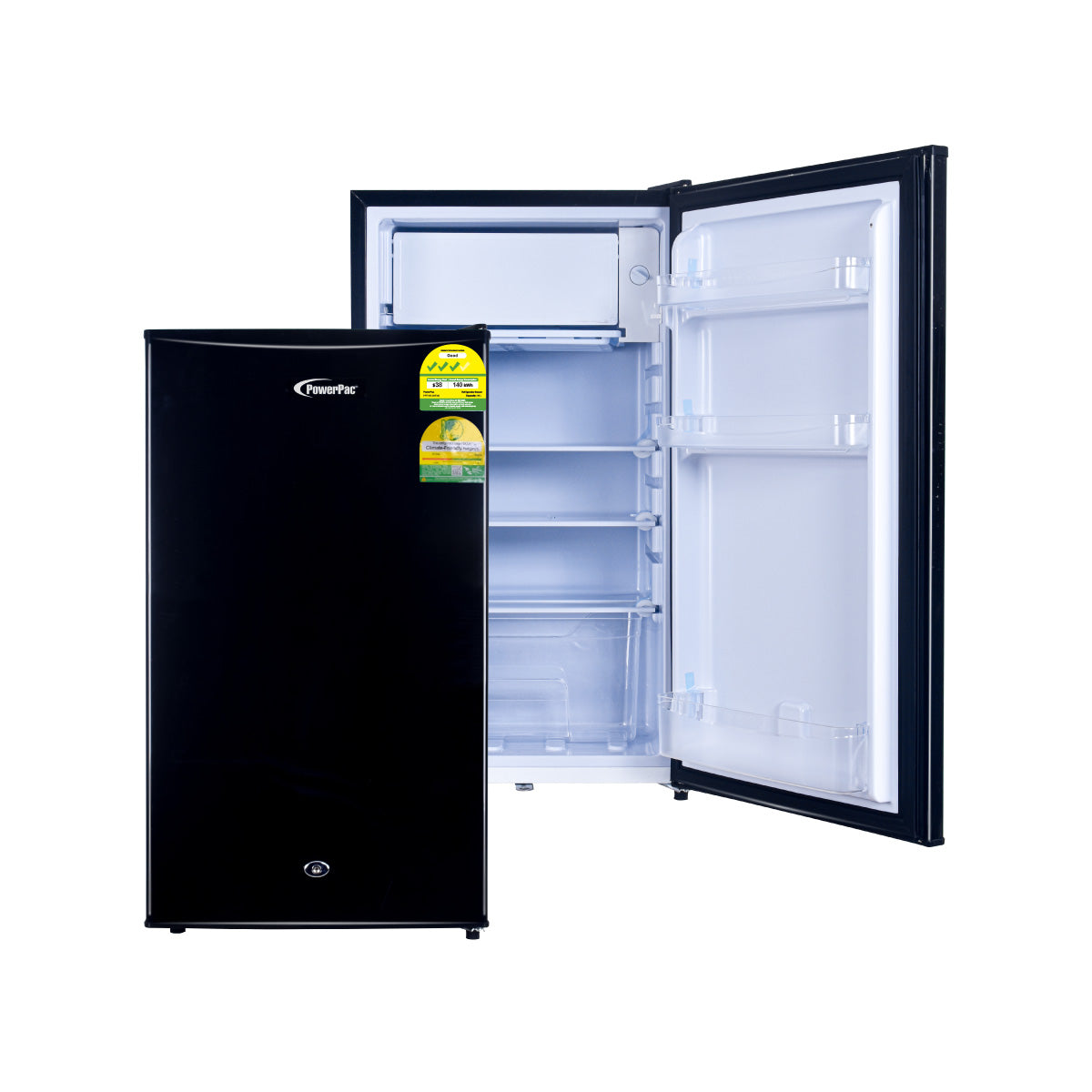 [CLIMATE VOUCHER $400] 105L Bar Fridge with Lock, sizable, shelves, crisper, anti-bac Carbon Filter, optimal door seal, built-in Freezer, black, PPF105BK