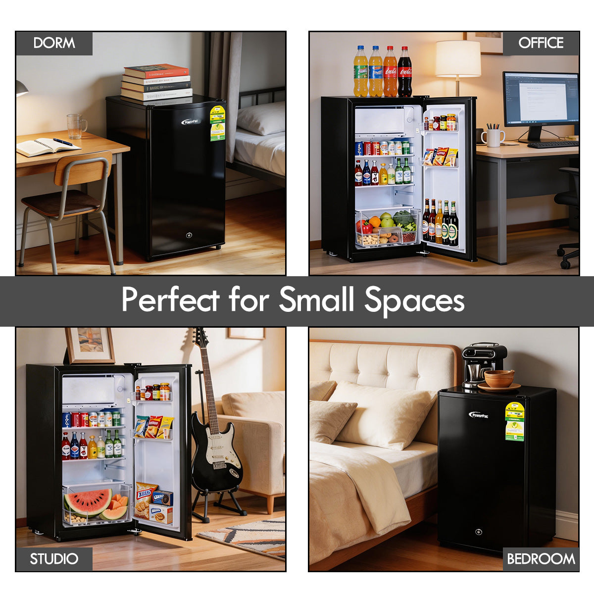 [CLIMATE VOUCHER $400] 105L Bar Fridge with Lock, sizable, shelves, crisper, anti-bac Carbon Filter, optimal door seal, built-in Freezer, black, PPF105BK