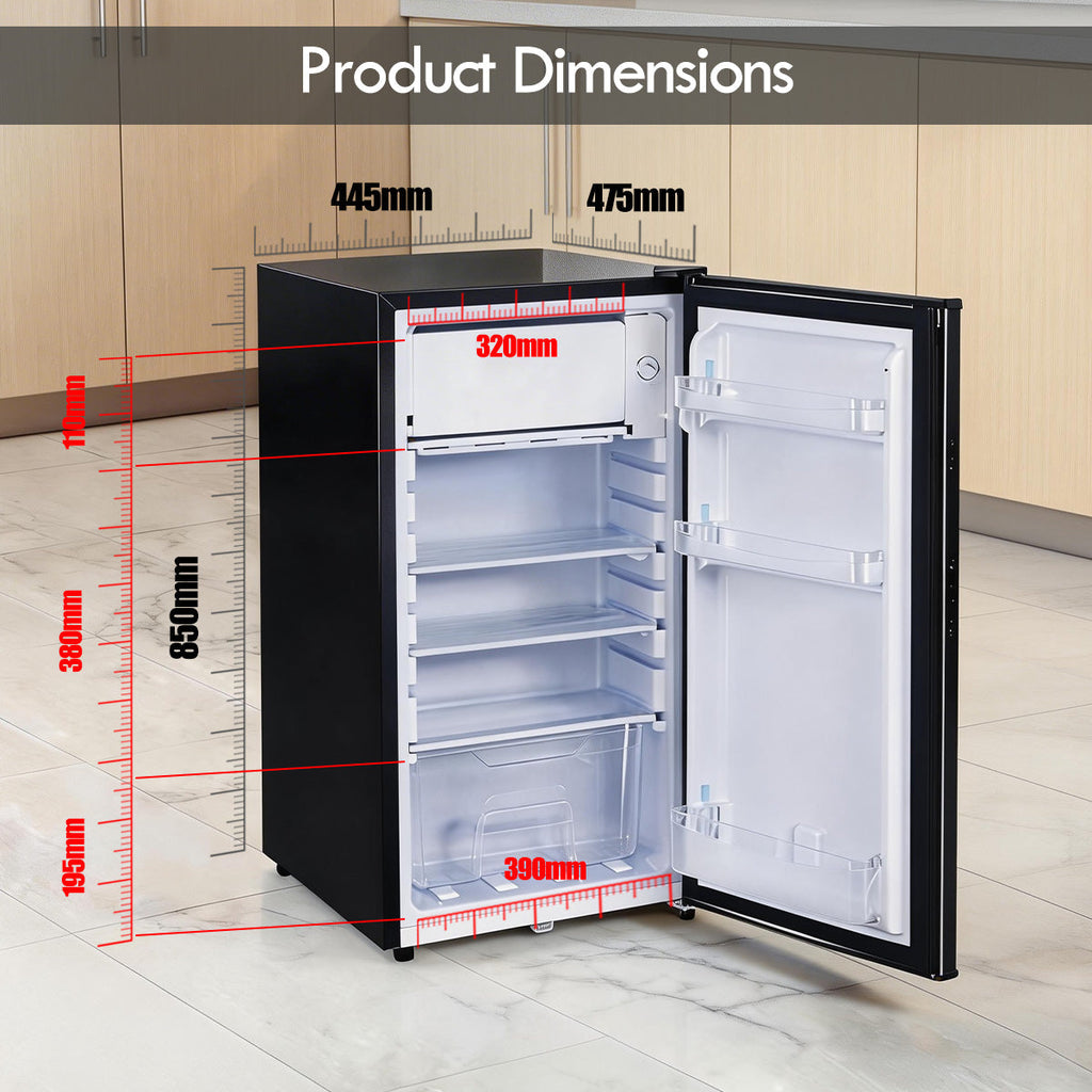 [CLIMATE VOUCHER $400] 105L Bar Fridge with Lock, sizable, shelves, crisper, anti-bac Carbon Filter, optimal door seal, built-in Freezer, black, PPF105BK