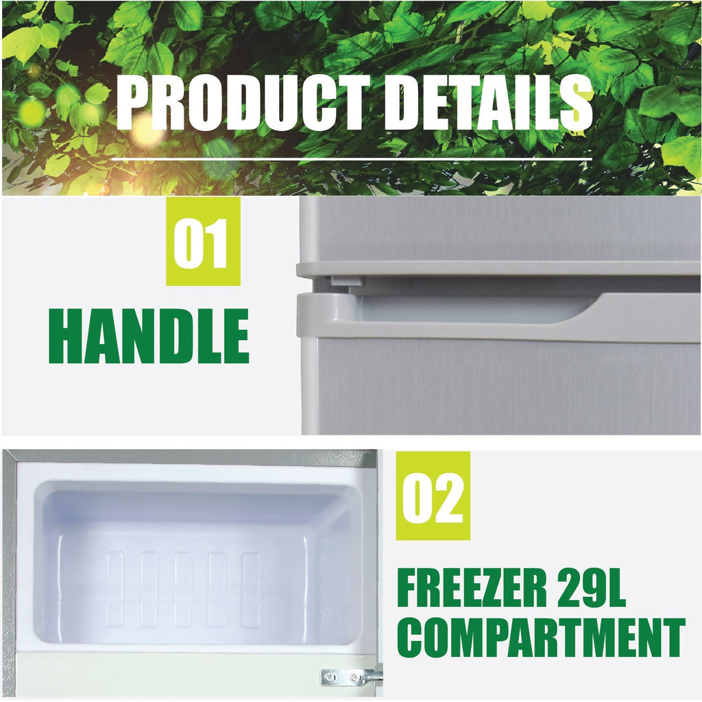 [CLIMATE VOUCHER $400] 71L 2 Door Mini Fridge + Freezer, shelves, crisper, anti-bac Carbon Filter, optimal door seal, Freezer temp < -18°C, silver, PPF85