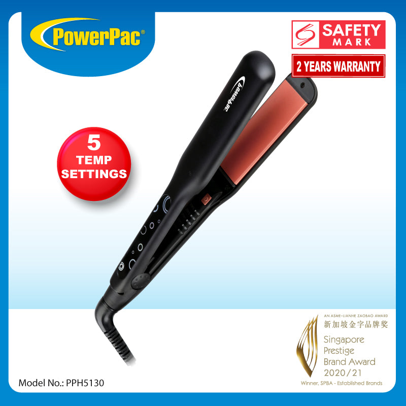 Electric Hair Straightener with Quick heat up, 5 Temperature settings & neon indicator (PPH5130A)