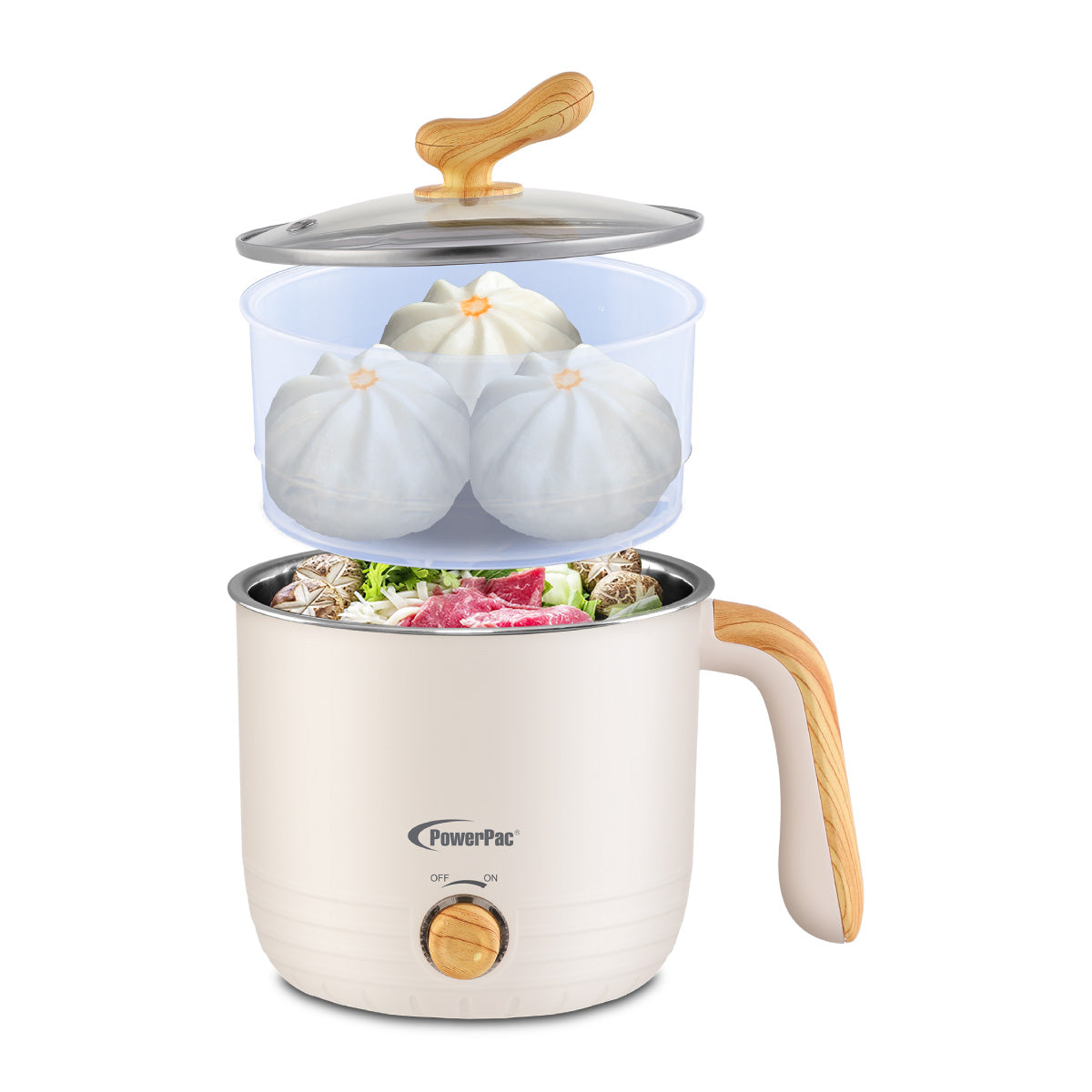 1.2L Stainless Steel Multi Cooker, Steamboat, Steamer (PPJ2012) White