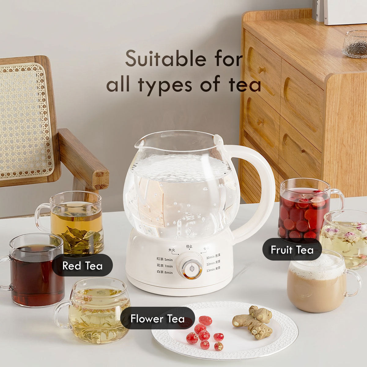 1.0L Electric Health Kettle Jug, Cordless Kettle, brewing different types of tea (PPJ2017)