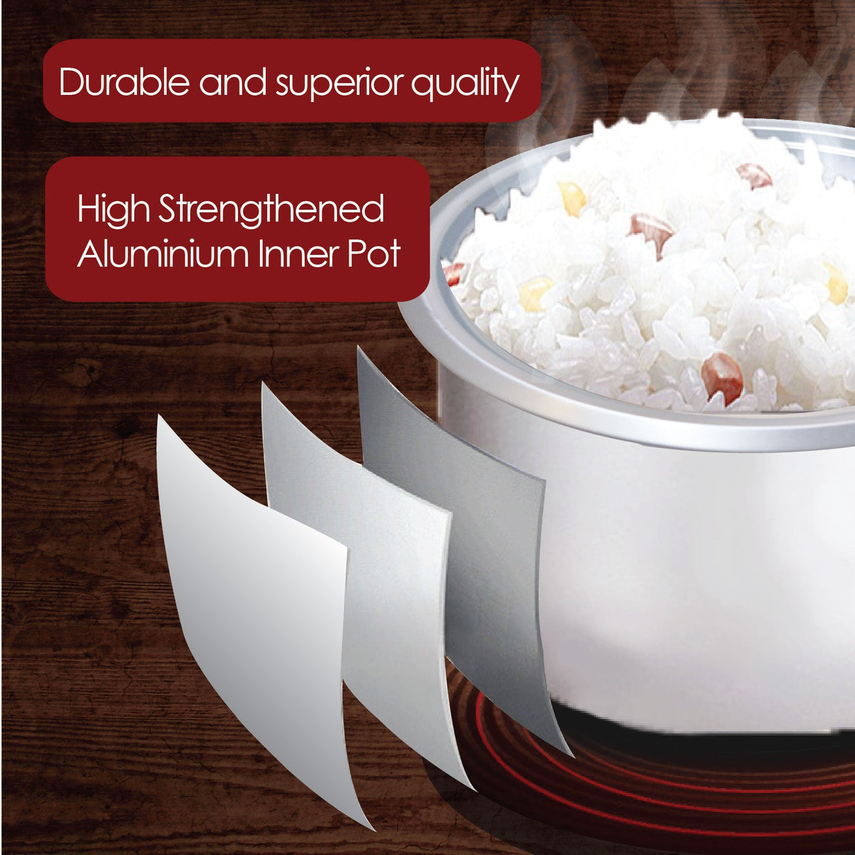 1L Rice Cooker with Aluminium Inner Pot (PPRC4) Green