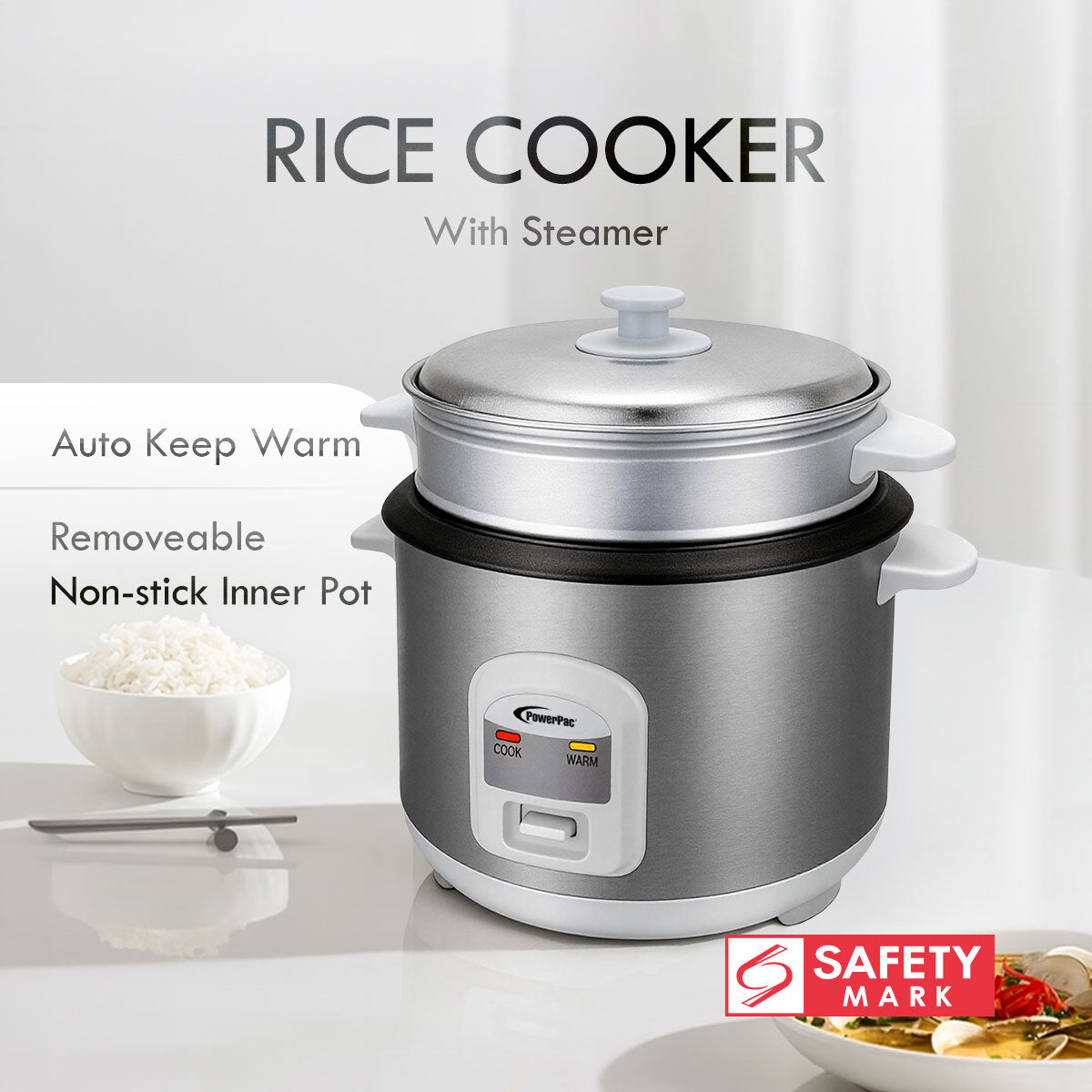 0.6L Rice Cooker with Steamer (PPRC62)