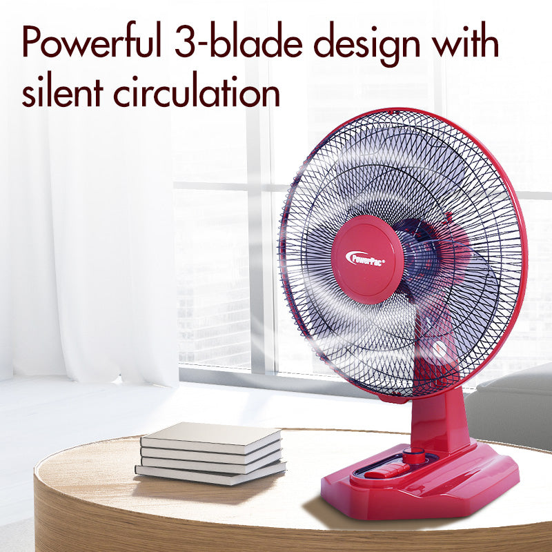 16" Desk Fan – High Velocity, Adjustable Tilt, Oscillation, Timer, Durable, Overheat Protection, 3-Speed, red, PPTF16