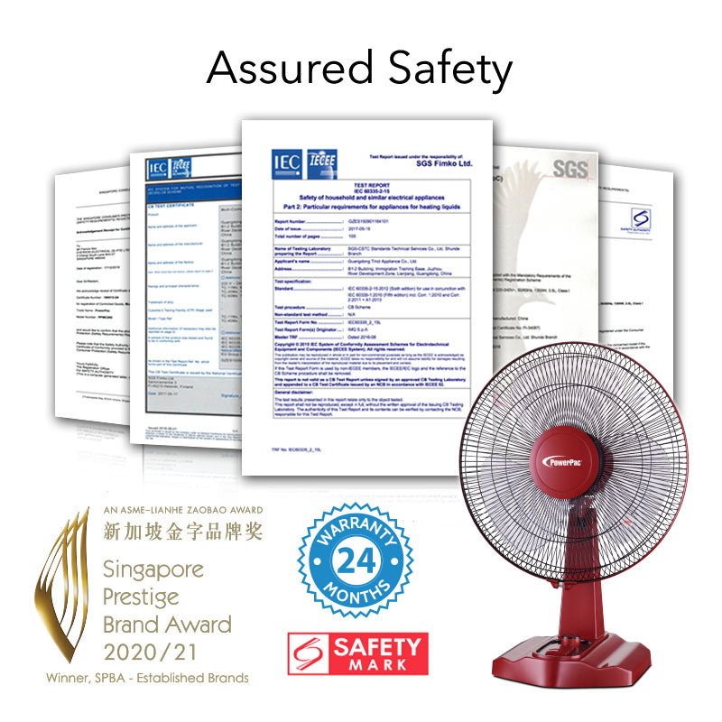 16" Desk Fan – High Velocity, Adjustable Tilt, Oscillation, Timer, Durable, Overheat Protection, 3-Speed, red, PPTF16