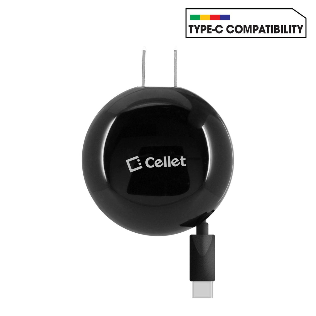 TCUSBCR30ZTE - Cellet USB-C Powerful Fast Charging Wall Charger Compact Retractable (3A/15W) for ZTE Axon 7, Axon 7 Mini, Axon M, Blade Max 3/ Max Blue, Blade Spark, Blade V8 Pro, Blade X, Blade X Max