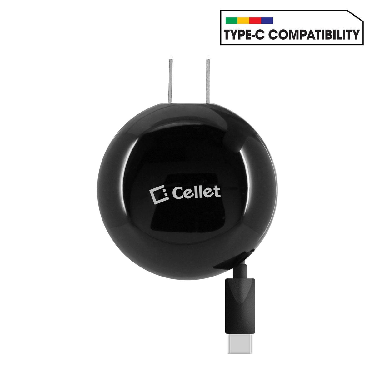 TCUSBCR30ZTE - Cellet USB-C Powerful Fast Charging Wall Charger Compact Retractable (3A/15W) for ZTE Axon 7, Axon 7 Mini, Axon M, Blade Max 3/ Max Blue, Blade Spark, Blade V8 Pro, Blade X, Blade X Max