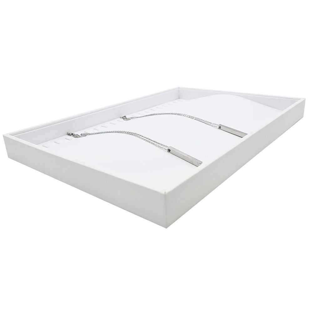 20 Clip White Leatherette Jewelry Bracelet or Necklace Showcase Display Tray