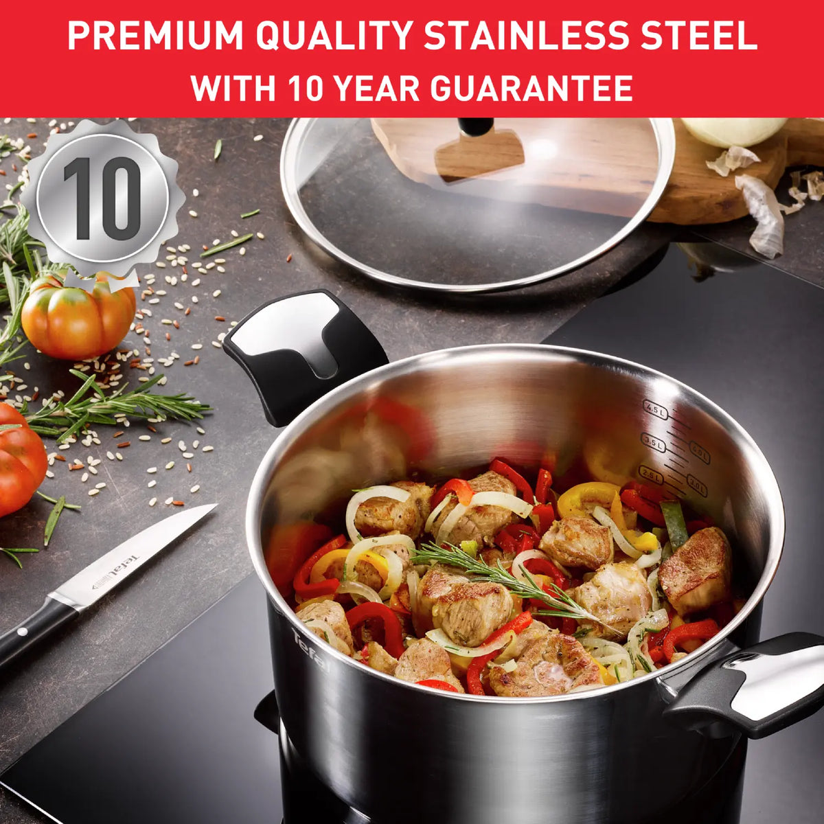Tefal Emotion Induction Stainless Steel Stockpot 28cm/9L