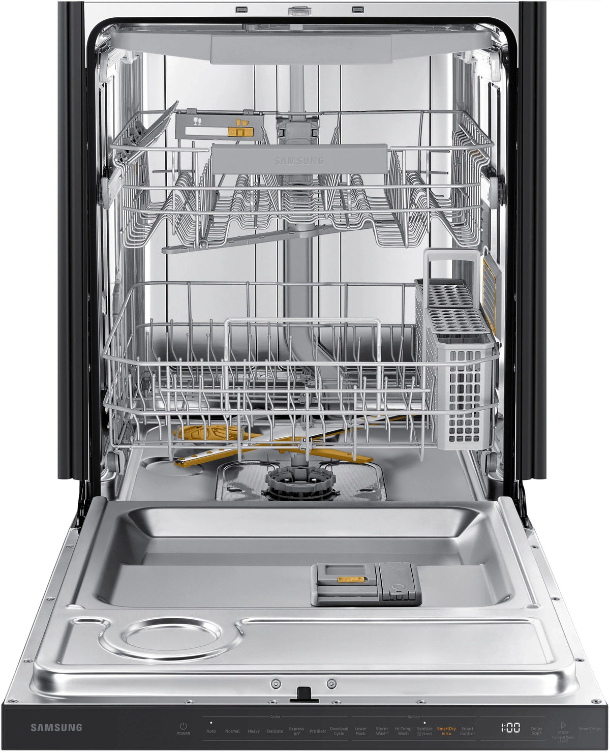 Samsung - Smart 42dBA Dishwasher with StormWash+ and Smart Dry - Black stainless steel