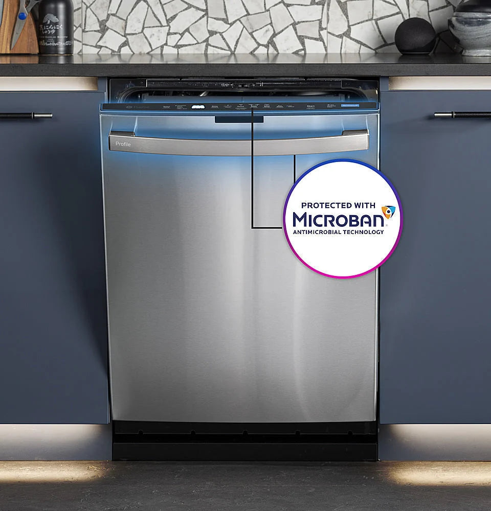 GE Profile - Top Control Smart Built-In Stainless Steel Tub Dishwasher with 3rd Rack and Microban, 42dBA - Stainless steel