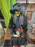 Halloween Haunted Harriet Witch Pop Up Animatronic Haunted House Prop with Bowl