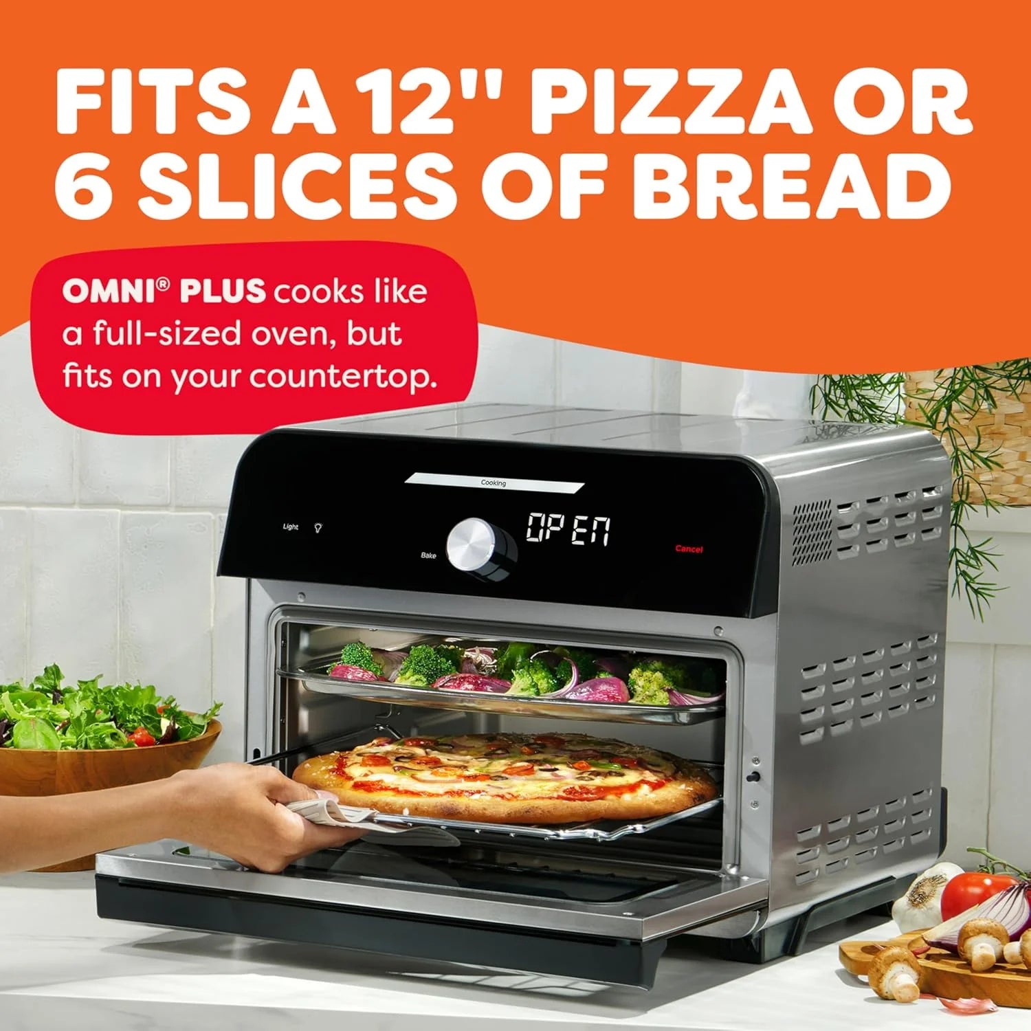 Instant Pot Omni Plus 19QT/18L Toaster Oven Air Fryer, 10-in-1 Functions, Fits 12 Pizza, Crisp, Broil, Bake, Roast, Toast, Warm, Convection, 100+ In-App Recipes, from the Makers of Instant Pot, Black