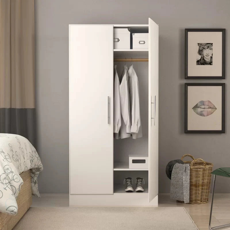 Prepac Elite 2 Door Wardrobe Cabinet， 32 W x 65 H x 20 D， White