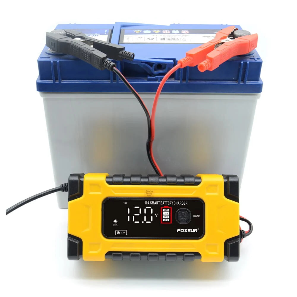 FASLMH Battery Charger 10A 24V5A Smart Automatic Car Battery Charger with LCD Screen Pulse Repair Charger Pack Battery Maintainer for Car, Lawn Mower, Motorcycle, Boat, SUV and More