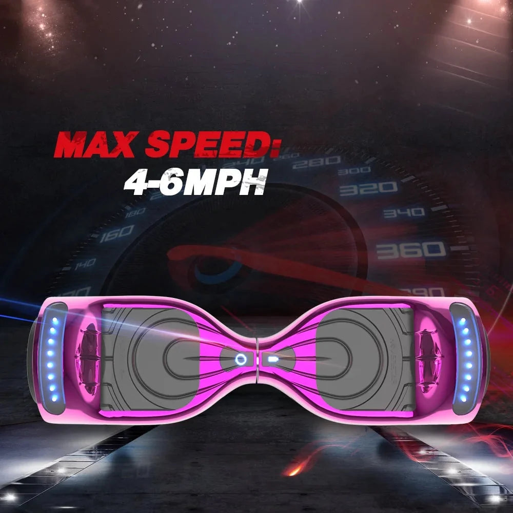 Hoverstar Flash Wheel Certified Hover board 6.5 In. Bluetooth Speaker with LED Light Self Balancing Wheel Electric Scooter , Chrome Pink