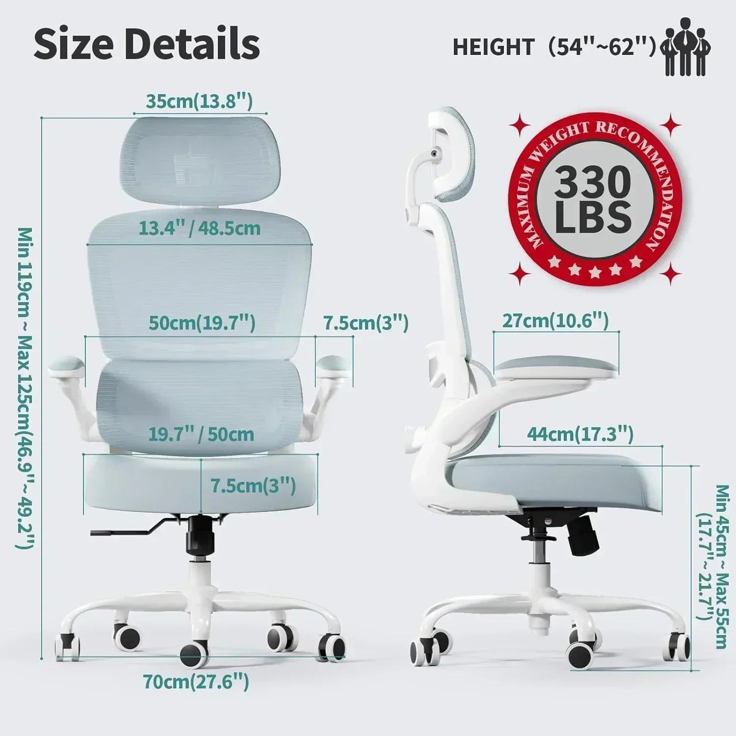 Office Chair Ergonomic Desk Chair 330 lbs Home Mesh Desk Chair Comfortable Gaming Chair
