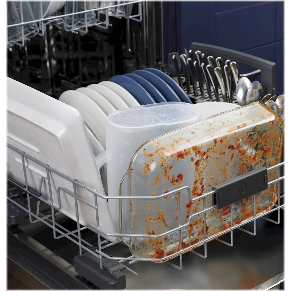 GE - Top Control Built-In Dishwasher with Stainless Steel Tub, 3rd Rack, 46dBA - Black slate