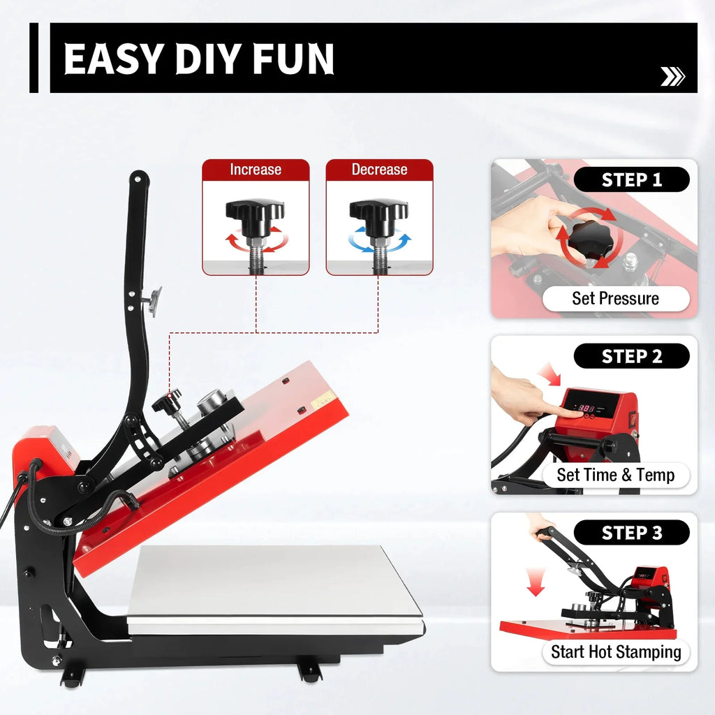 16 x 20 Clamshell Semi-Auto Open Heat Press Machine with Slide Out Function Heavy