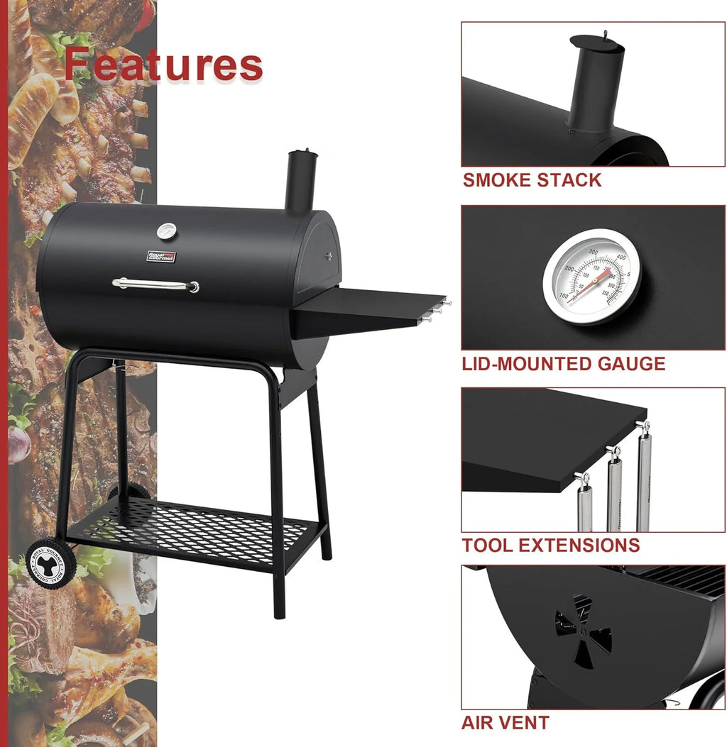 Royal Gourmet CC1830 30 Inch Barrel Charcoal Grill with Warming Rack Outdoor BBQ Grill