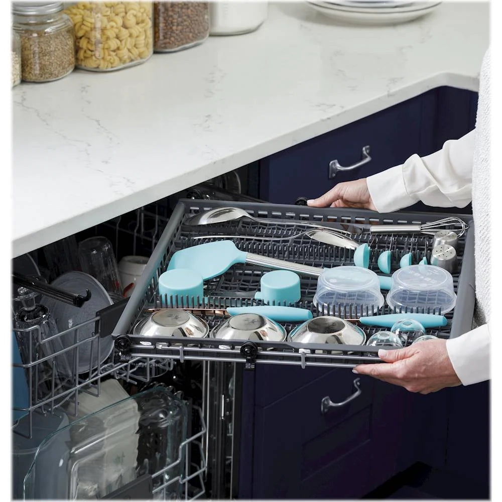 GE - Top Control Built-In Dishwasher with Stainless Steel Tub, 3rd Rack, 46dBA - Black slate