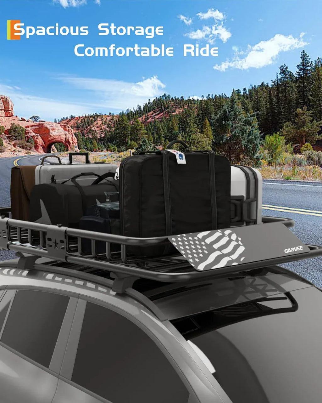46 x 36 Universal Roof Rack Carrier Basket, 200 Lbs Capacity Car Cargo Rack with Extension Luggage Holder Basket Heavy Duty for SUVs, Trucks, Vehicles