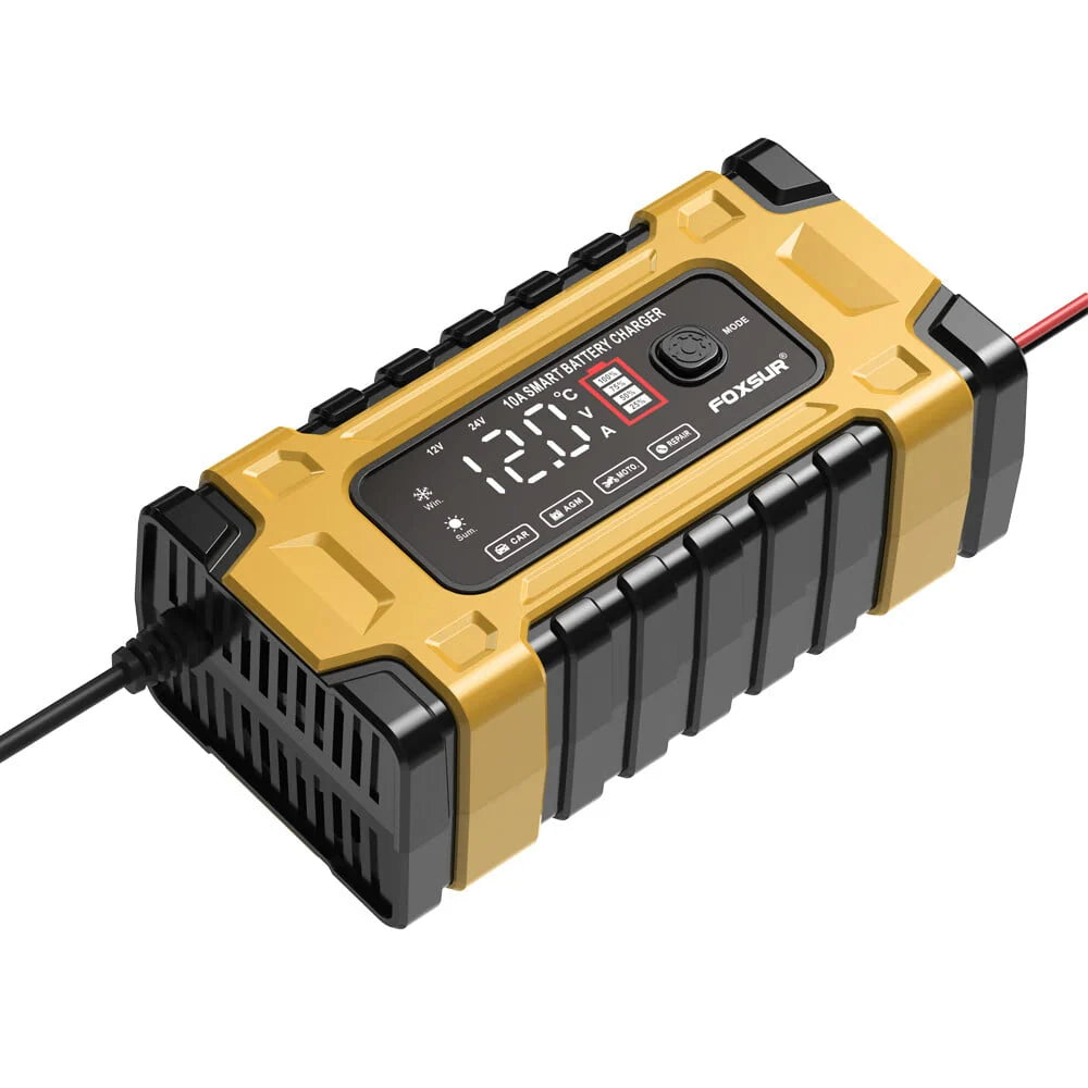 FASLMH Battery Charger 10A 24V5A Smart Automatic Car Battery Charger with LCD Screen Pulse Repair Charger Pack Battery Maintainer for Car, Lawn Mower, Motorcycle, Boat, SUV and More
