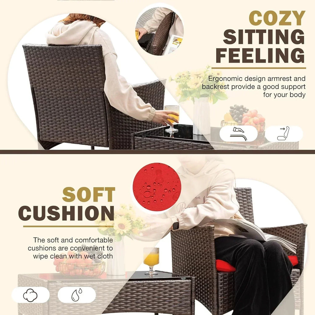 4 piece outdoor patio furniture set rattan chair wicker set