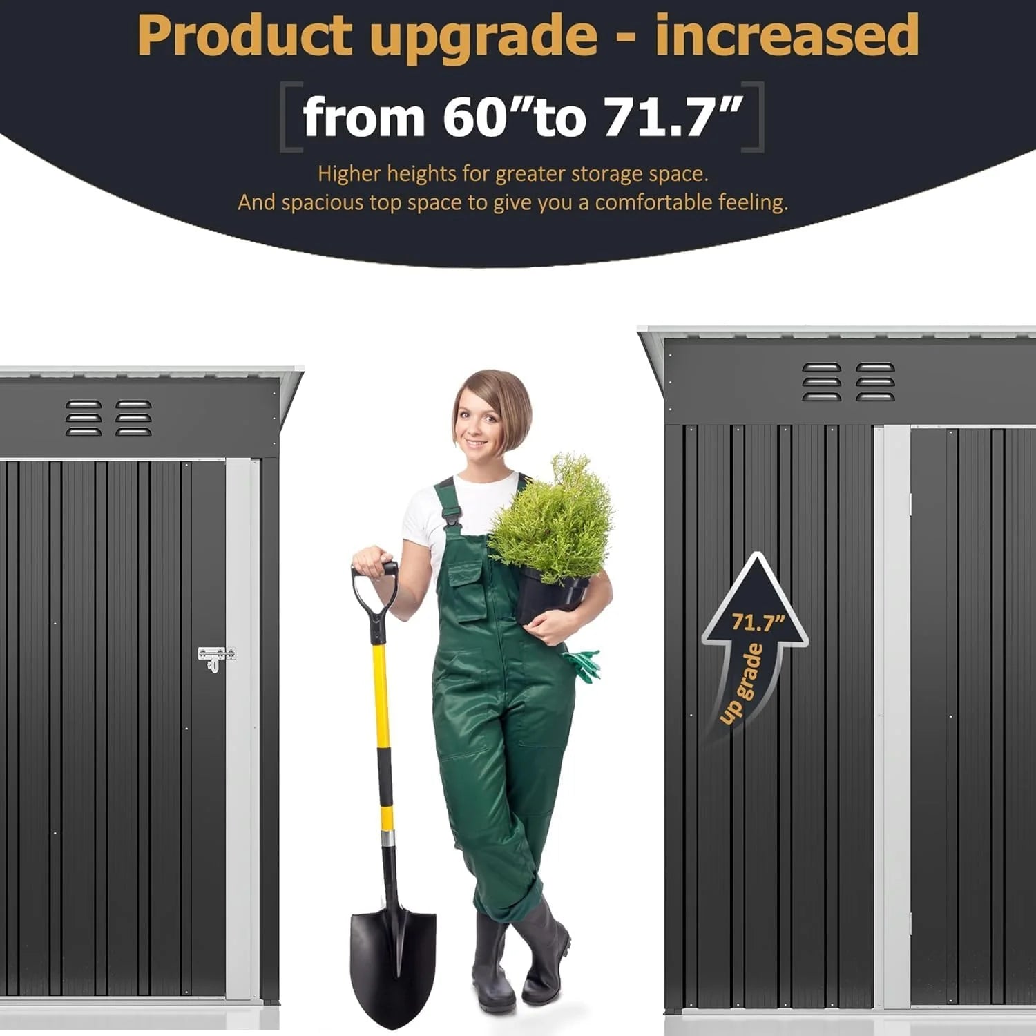 Polar Aurora 8 x 12 FT Outdoor Storage Shed, Metal Garden Shed with Updated Frame Structure, Tool Sheds for Backyard Garden Patio Lawn Black