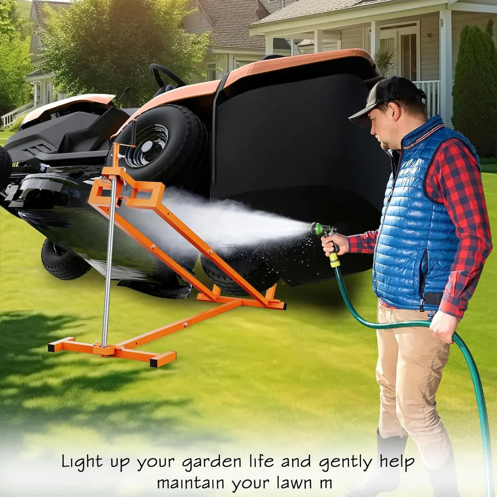 Lawn Mower Jack Lift,Upgraded Lawn Tractor Lift with 1000 lb Weight Capacity,Retractable Riding Mower Lift Installation is Simple. Easy to Store (High Carbon Steel)