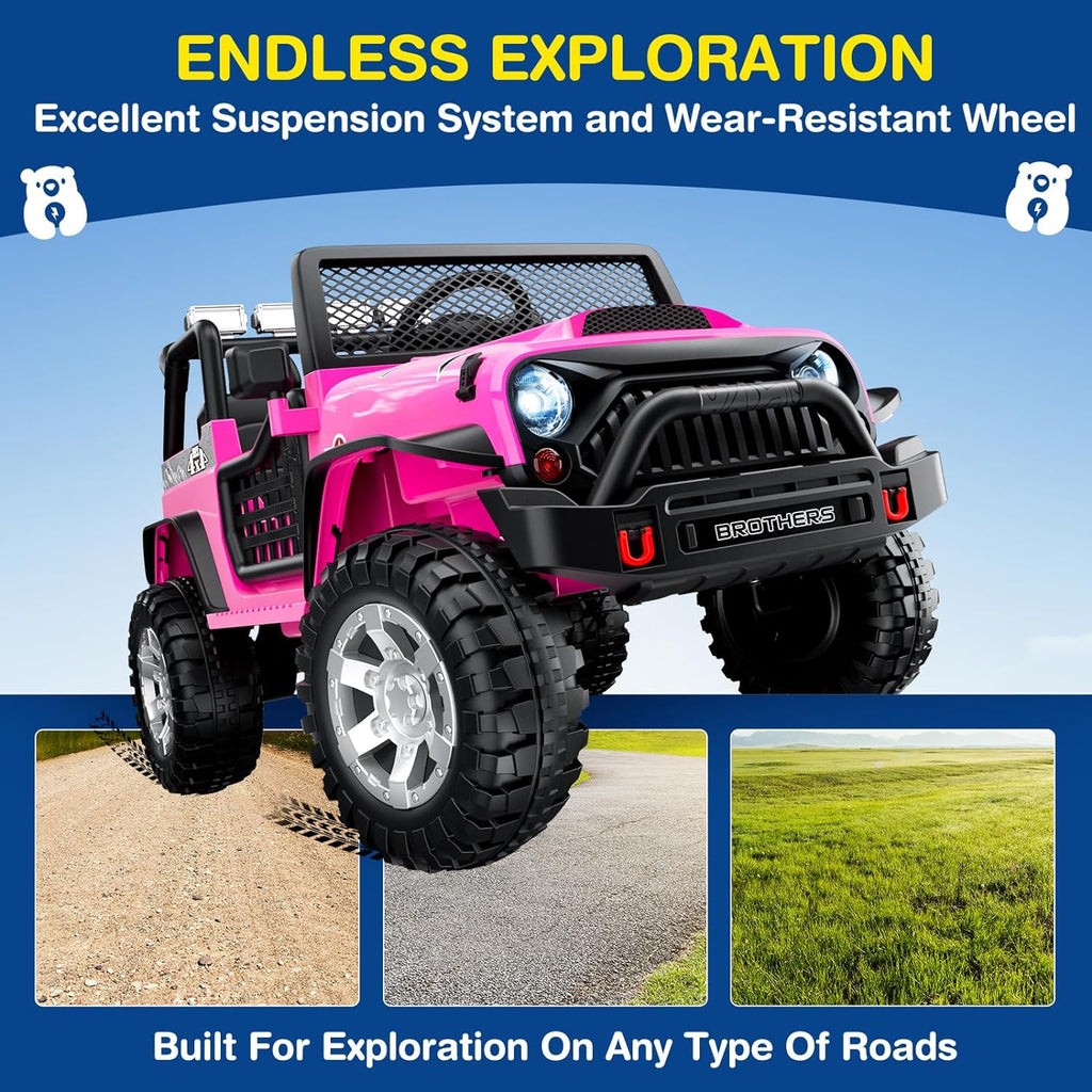 L8 Ride On Car 2 Seater 12V Kids Electric Car Remote Control 4-Wheel Suspension Bluetooth Speaker